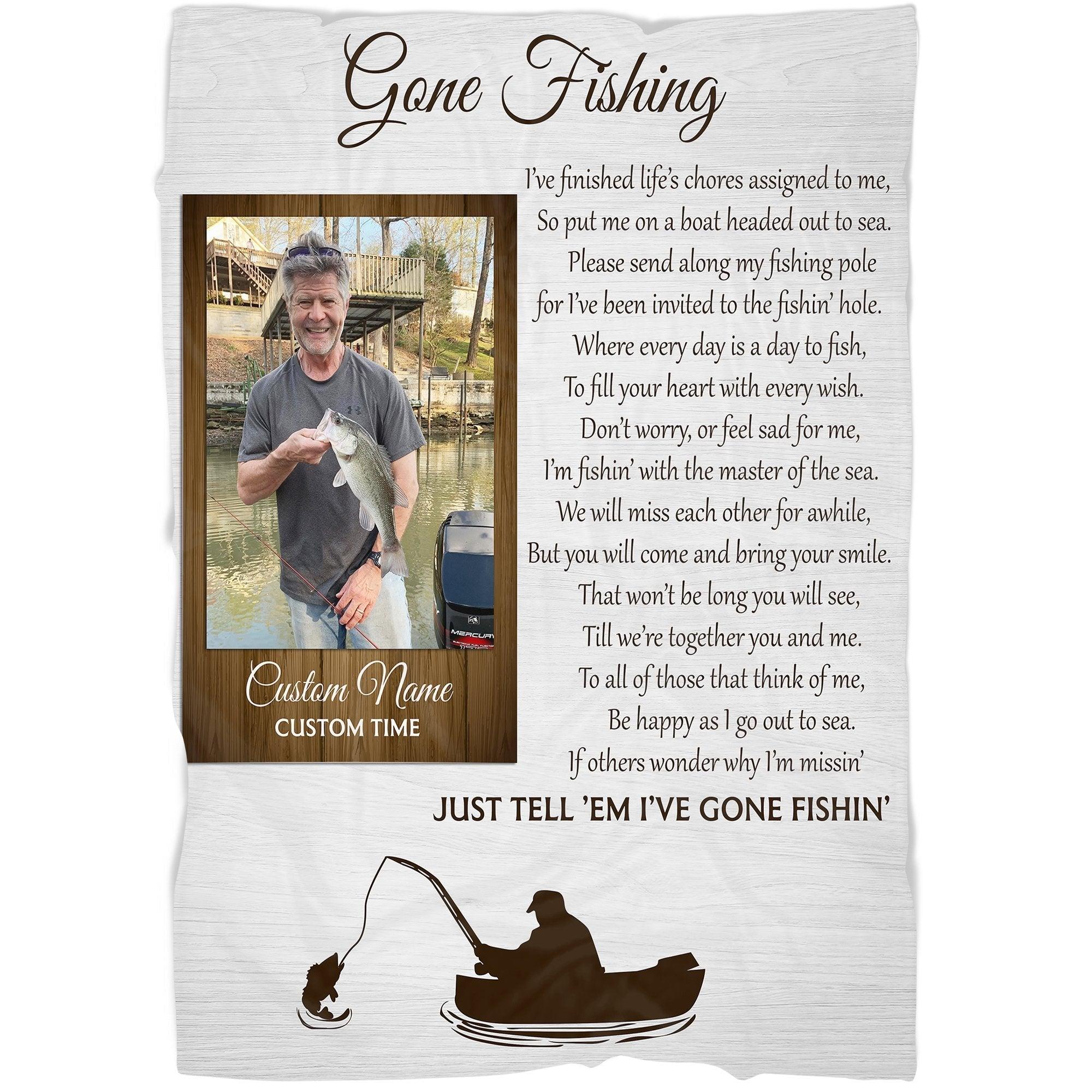 Memorial Blanket - Personalized Fishing Memorial Blanket Home Decor Bedding Couch Sofa Soft And Comfy Cozy Memorial Gift, Bereavement Sympathy Blanket for Fisherman