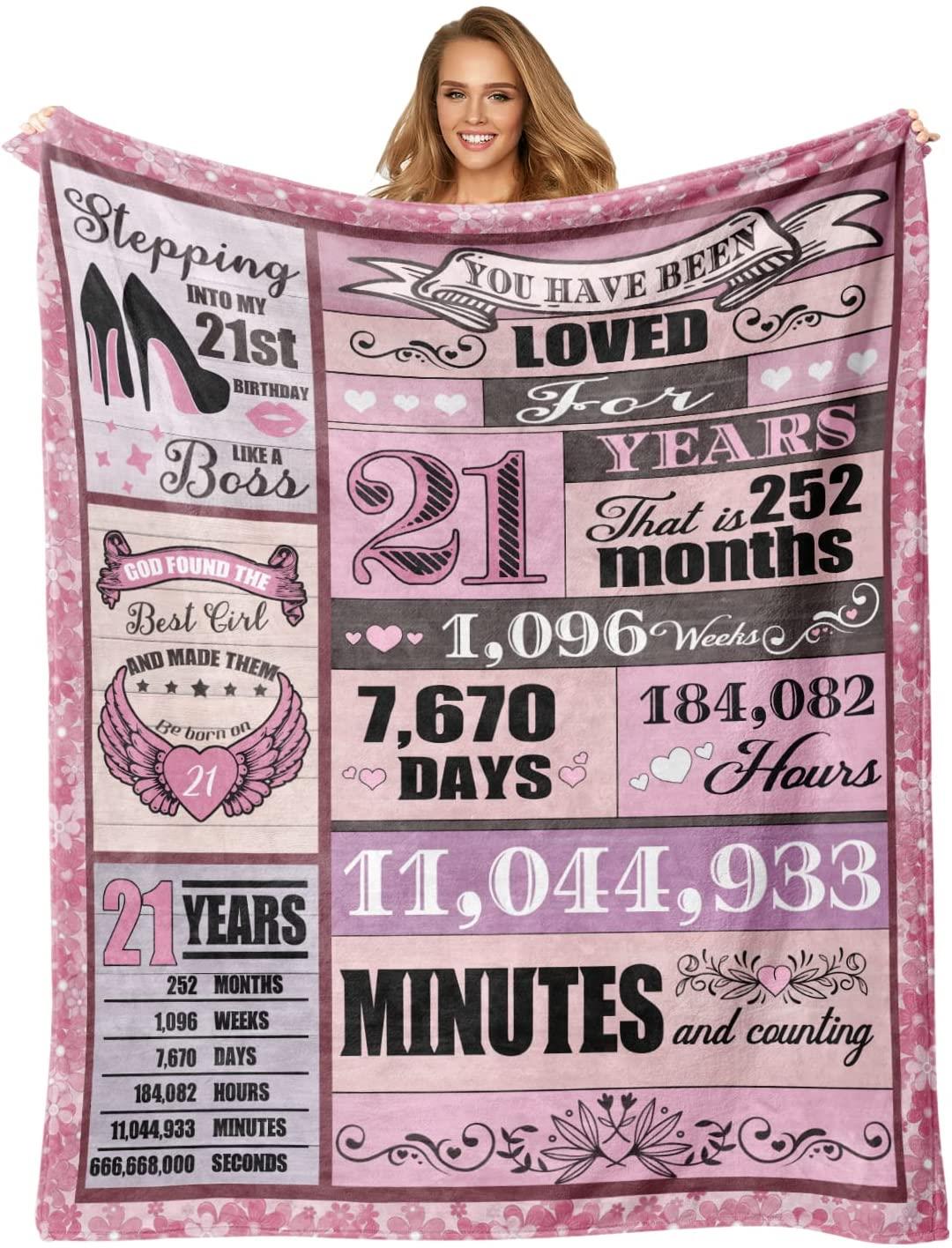 21St Birthday Blanket, Birthday Decorations For Her,21St Birthday Gifts For Girls,21St Birthday Gifts For Her, To My Daughter Blankets From Mom, Sisters Gifts From Sister