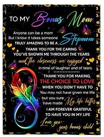 Personalized to My Bonus Mom Blanket Thank You for Making The Choice to Love Fleece Blanket Best Custom Stepmom Gift for Mother's Day, Customize Fleece,  for Mom from Daughter