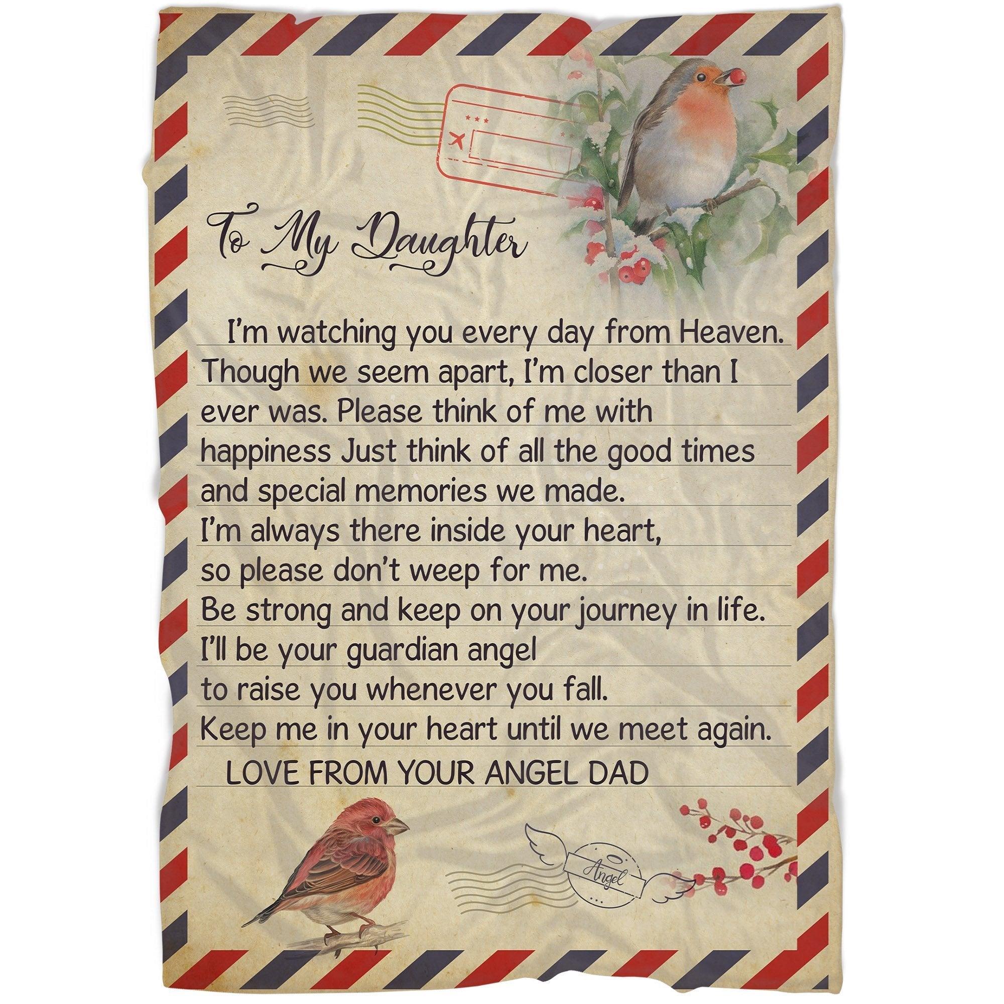 Memorial Blanket - To My Daughter Love From Your Angel Dad Fleece Blanket Home Decor Bedding Couch Sofa Soft And Comfy Cozy Memorial Gift