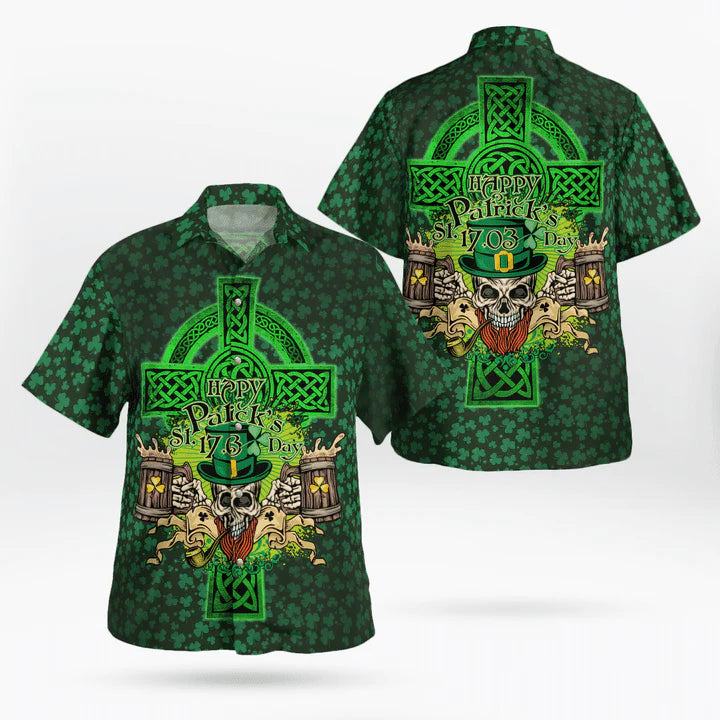 Happy St. Patrick's Day Cool Skull And Beer Hawaii Shirt
