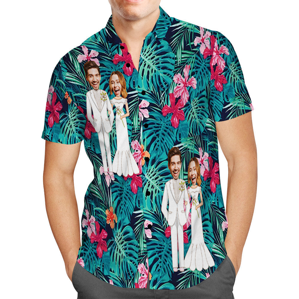 Wedding gifts, Custom Photo Hawaiian Shirt Personalized Wedding Hawaiian Flower Shirt Best Wedding Gift