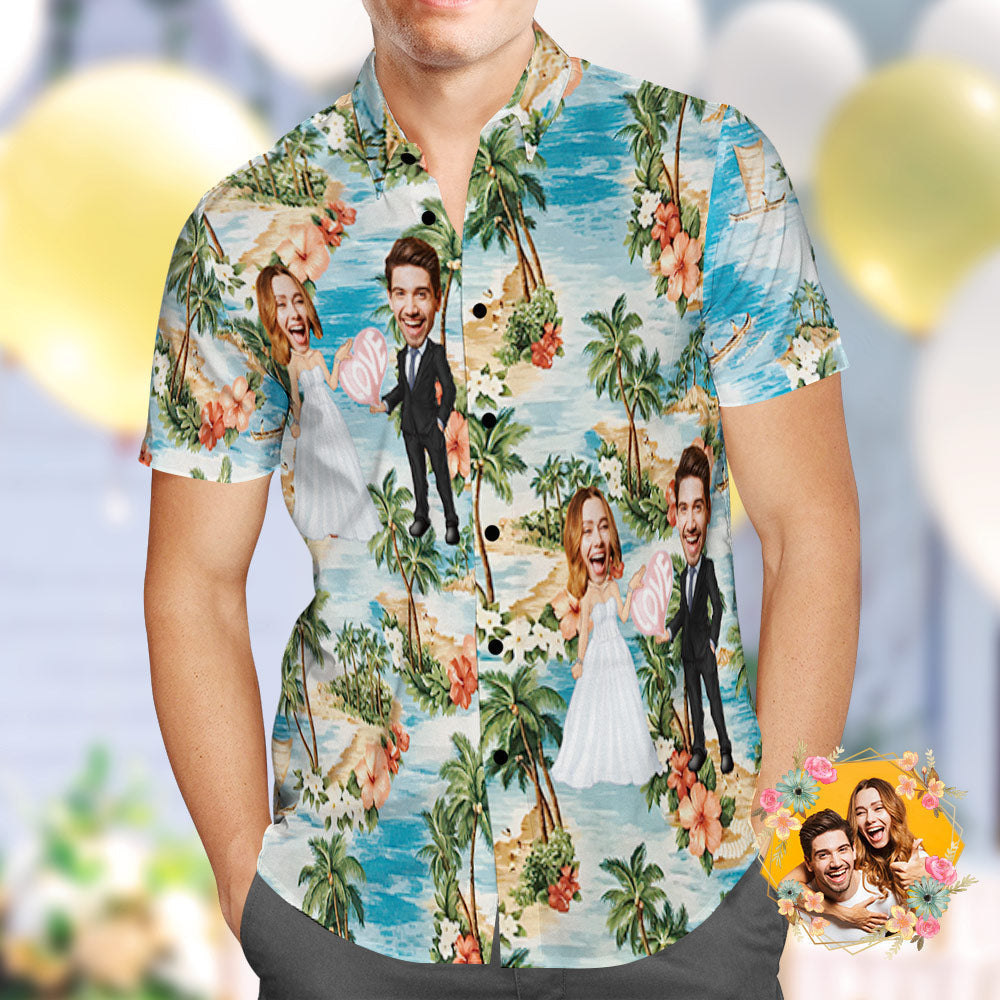 Wedding gifts, Custom Photo Hawaiian Shirt Personalized Wedding Hawaiian Shirt Best Wedding Gift