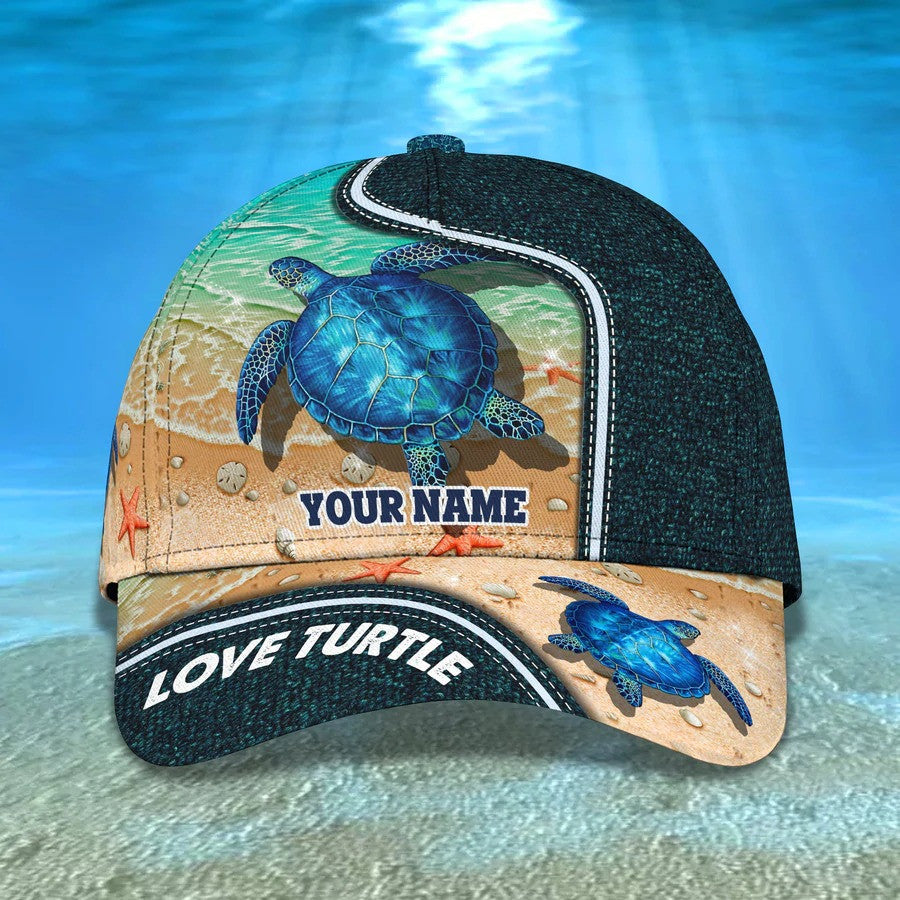 Personalized Turtle Cap for Son, Summer Beach Turtle Hat for Him Turtle Lovers Summer Holiday Hat