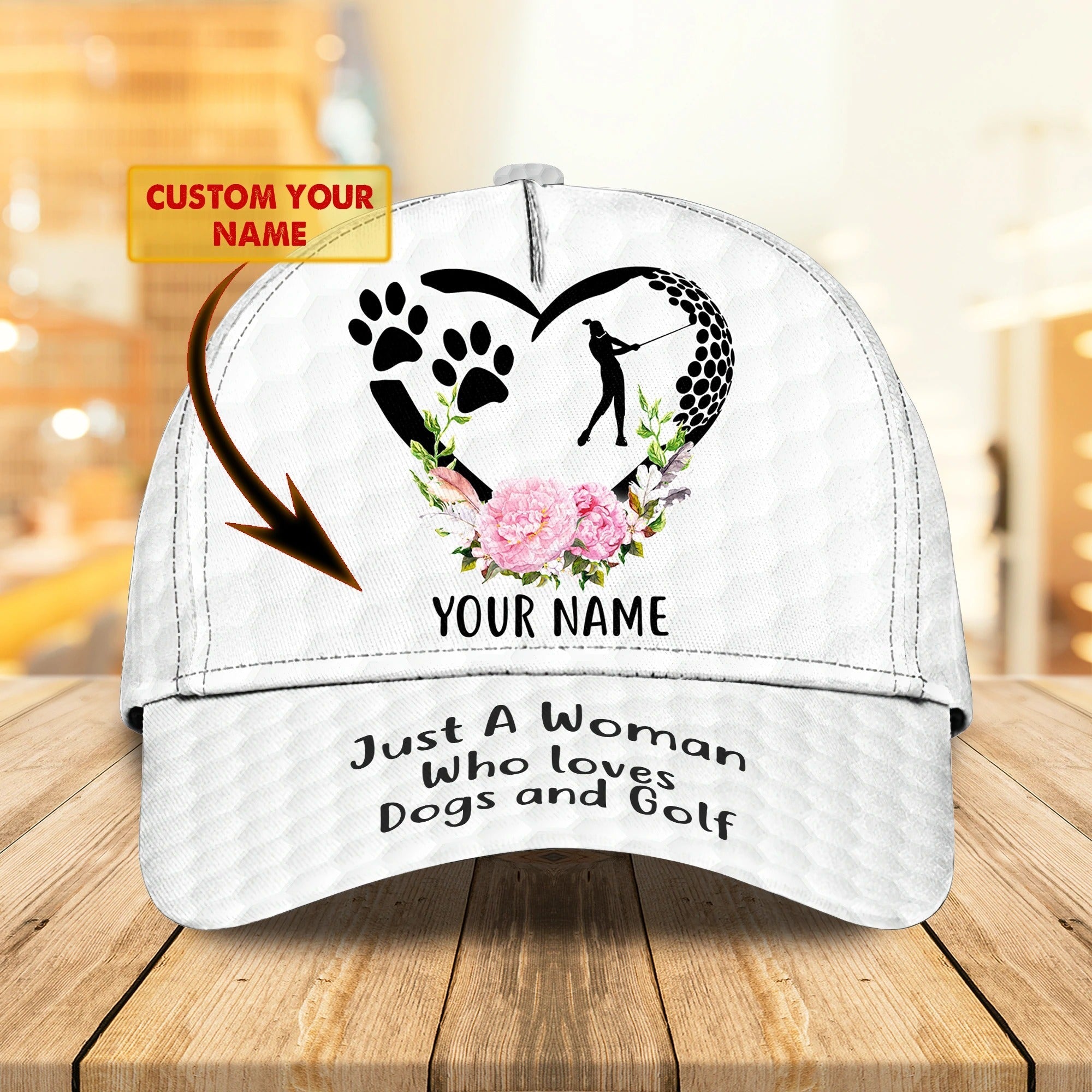 Personalized Full Printed Cap For Girl Love Golf And Dog, Golf Cap Hat For Her Hat