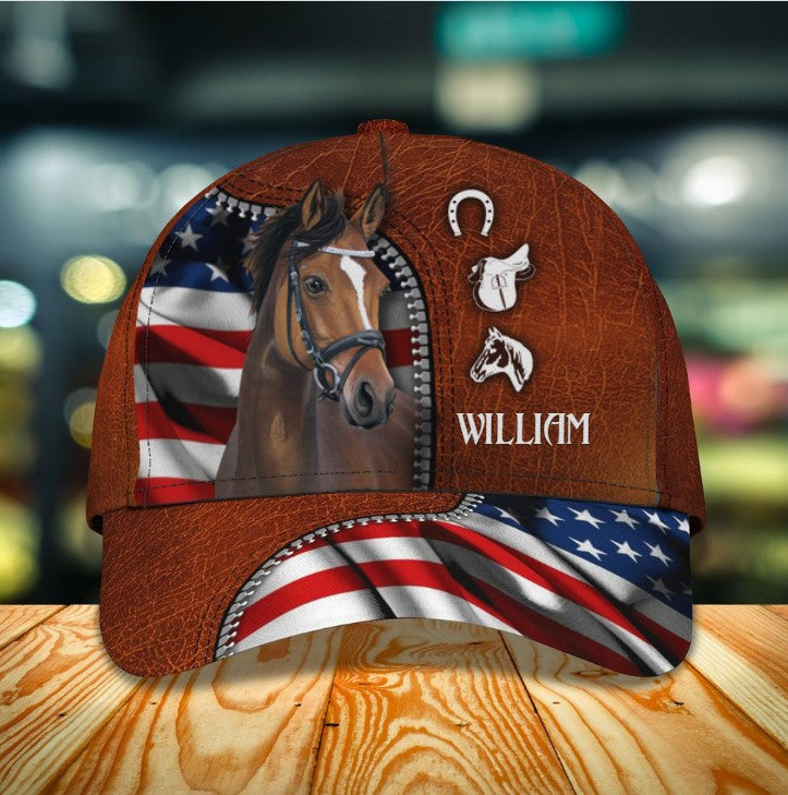 Customized Brown Horse Cap, Baseball Cap Brown Horse Hat for Man Hat