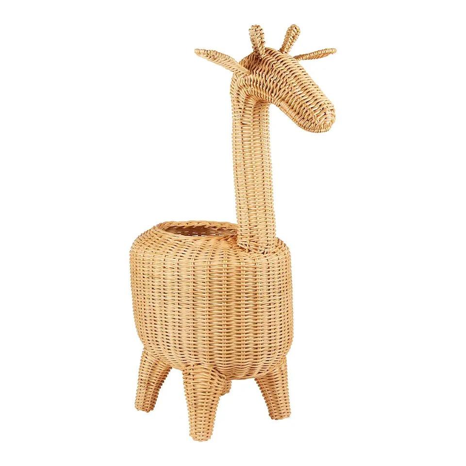 Giraffe Rattan Wicker Basket Laundry Basket Baby Hamper For Kids Room