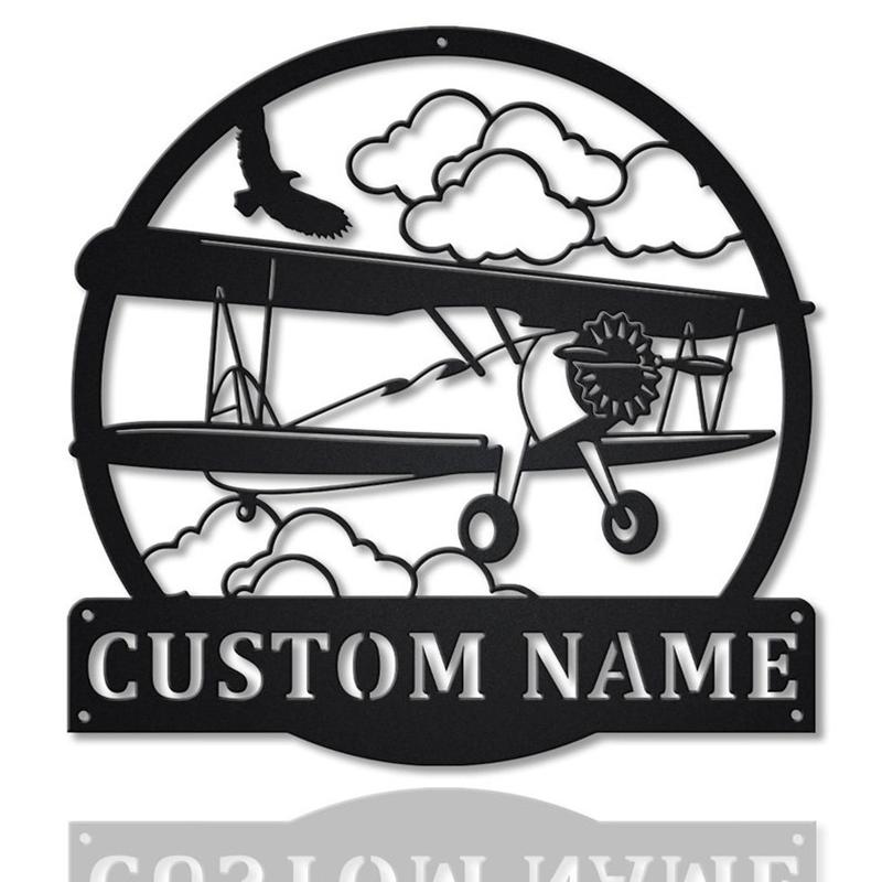 Personalized Propeller Airplane Monogram Metal Sign, Custom Name, Airplane Lover Sign Decoration, Pilot, Custom Job Metal Sign