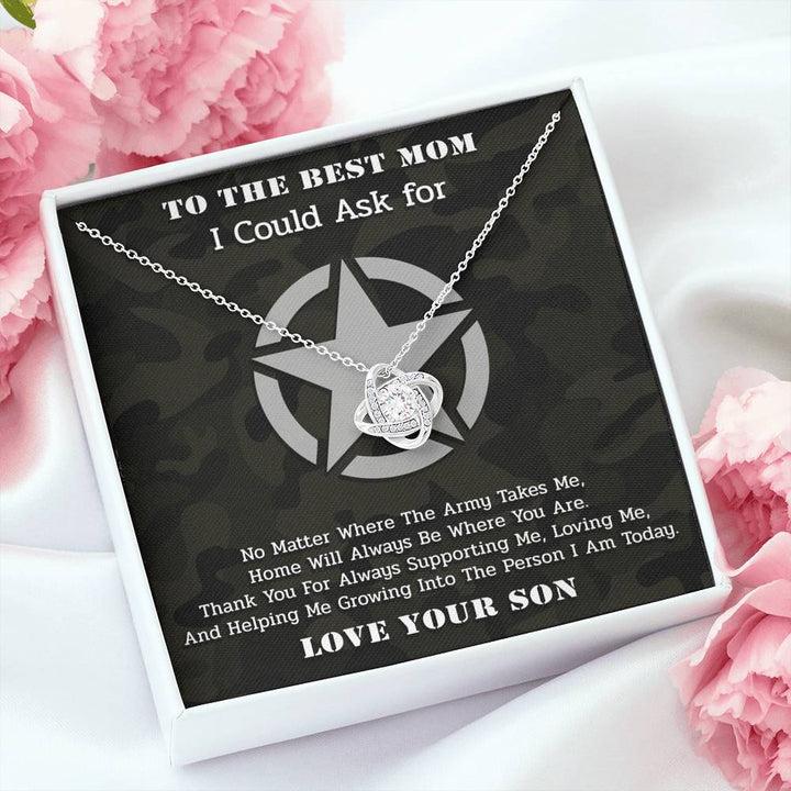 To The Best Mom Army Love Knot Necklace