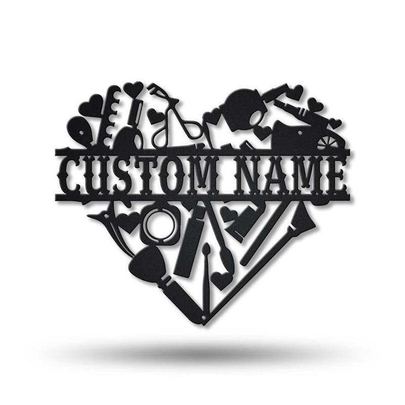 Personalized Makeup Room Monogram Metal Sign, Custom Name, Makeup Artist, Makeup Room Sign, Custom Job Metal Sign