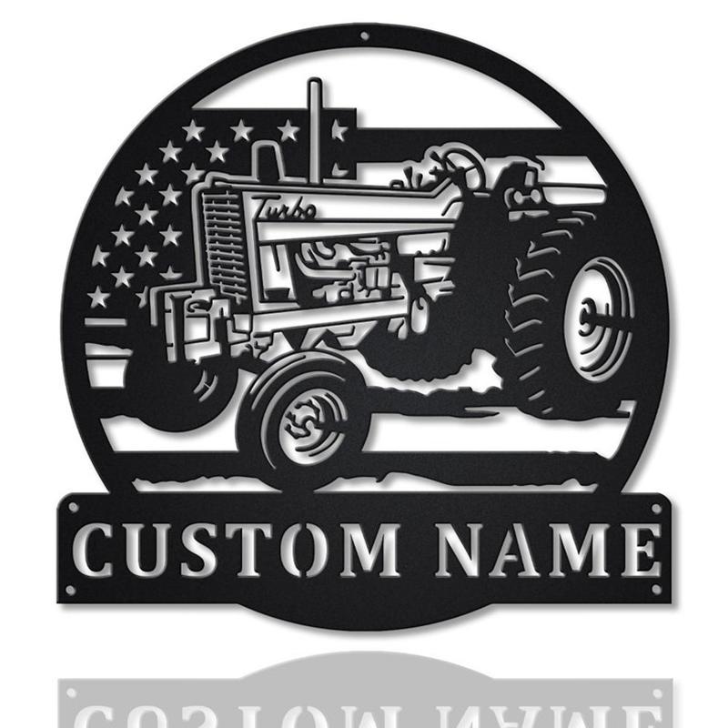 Personalized USA Farm Tractor Metal Sign, Custom USA Farm Tractor Monogram Sign, Farmer Gift, Decor, Custom Job Metal Sign