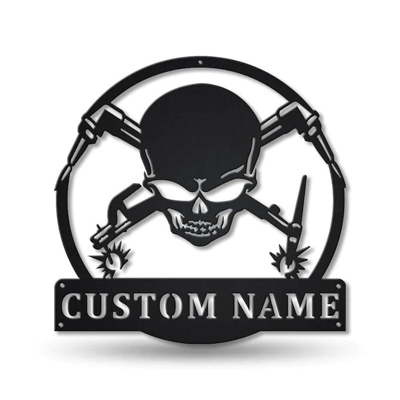 Personalized Welder Fabricator Monogram Metal Sign, Custom Name, Welder Gift, Custom Job Metal Sign