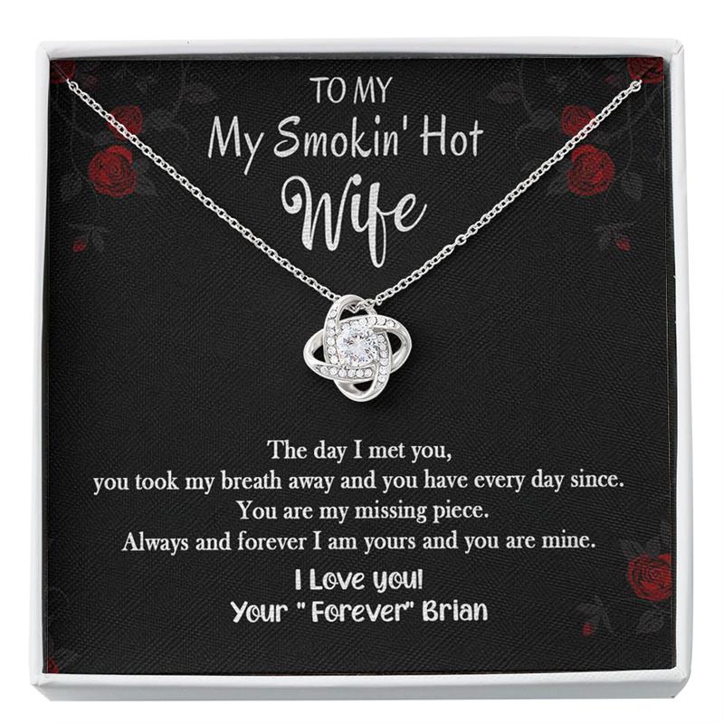 To My Smoking Hot Wife from Husband Gift My Wife Love Knot Necklace