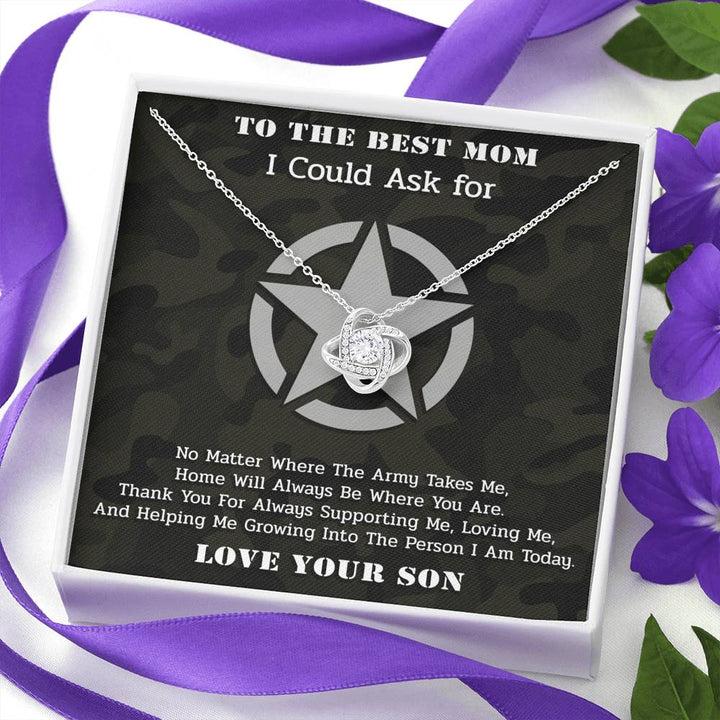 To The Best Mom Army Love Knot Necklace