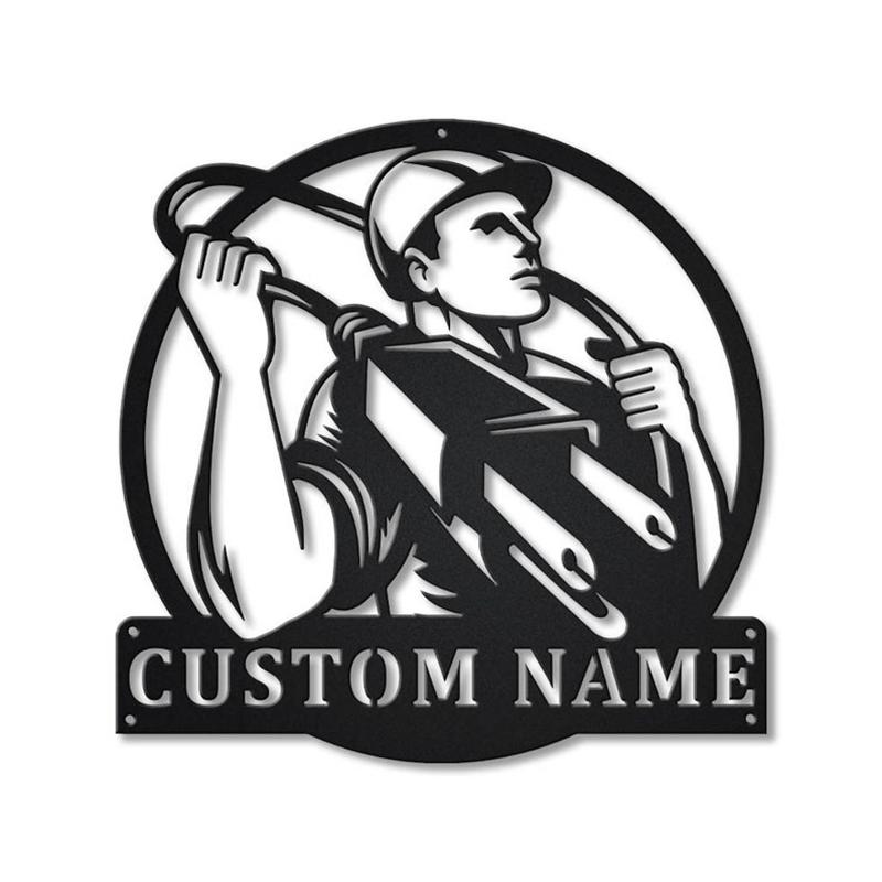 Personalized Lineman Metal Sign, Custom Name, Lineman Gift, Monogram Decor Metal Sign, Custom Job Metal Sign