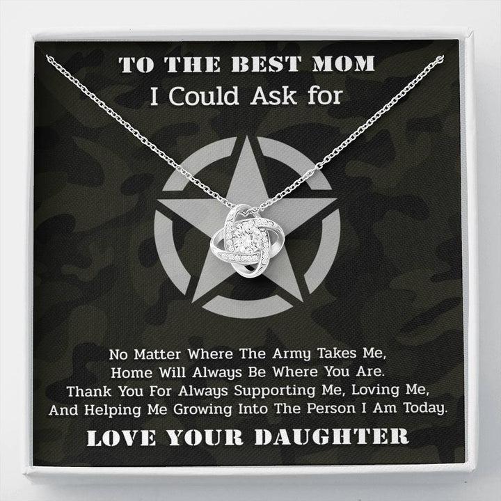 To The Best Mom Army Love Knot Necklace  From Daughter