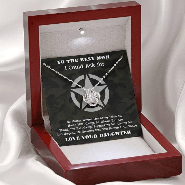 To The Best Mom Army Love Knot Necklace  From Daughter