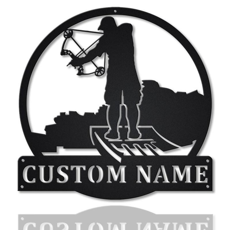 Personalized Bowfishing Monogram Metal Sign, Custom Name, Bowfishing Sign, Fishing Lover, Custom Hobby Metal Sign