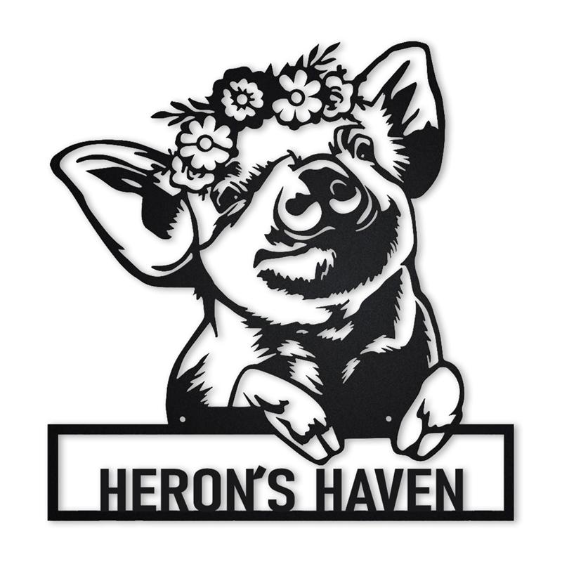 Personalized Pig Haven Farm Metal Sign, Custom Name, Outdoor Metal Sign, Gift For Family, Farm Gift, Custom Outdoor Signs