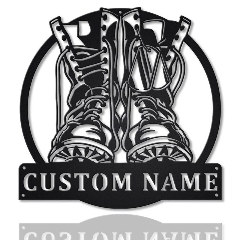 Personalized Military Boots Fallen Soldier Metal Sign, Custom Name, Fallen Soldier, Army Gift Decoration, Custom Job Metal Sign