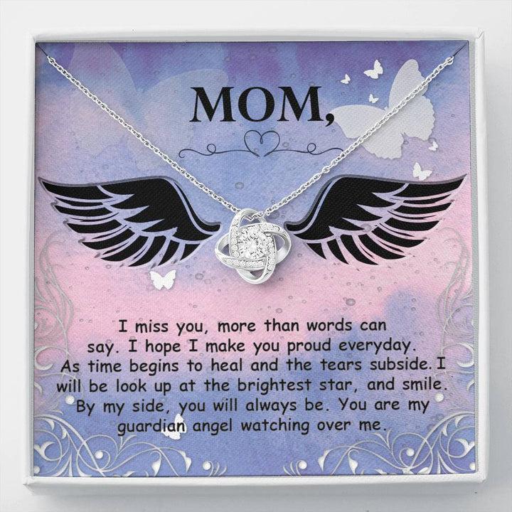 Mom - I Miss You More Than Words Can Say - Love Knot Necklace