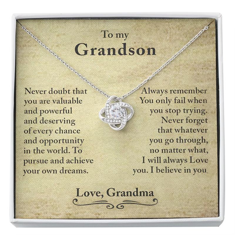 To My Son Never Doubt That You Are Valuable and Powerful Love Knot Necklace