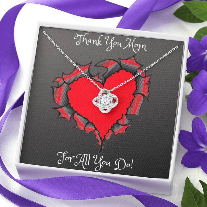Thank You Mom Love Knot Necklace Mother's Day Gift Idea 