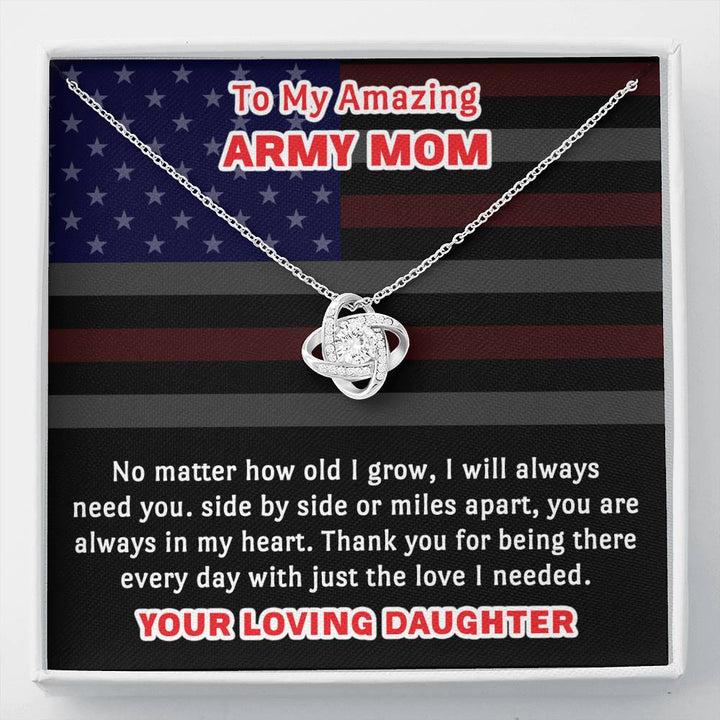 My Amazing Army Mom Love Knot Necklace  For Mothers Day D
