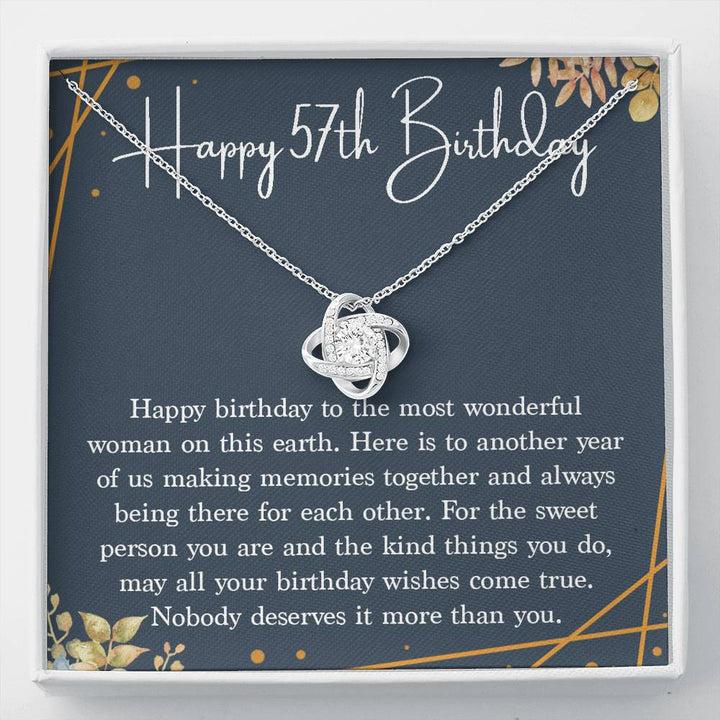 Happy 57Th Birthday Necklace Gift For Her, 57Th Birthday Gifts For Women Mom, 57 Years Old Jewelry Love Knot Necklace Xx166lk38