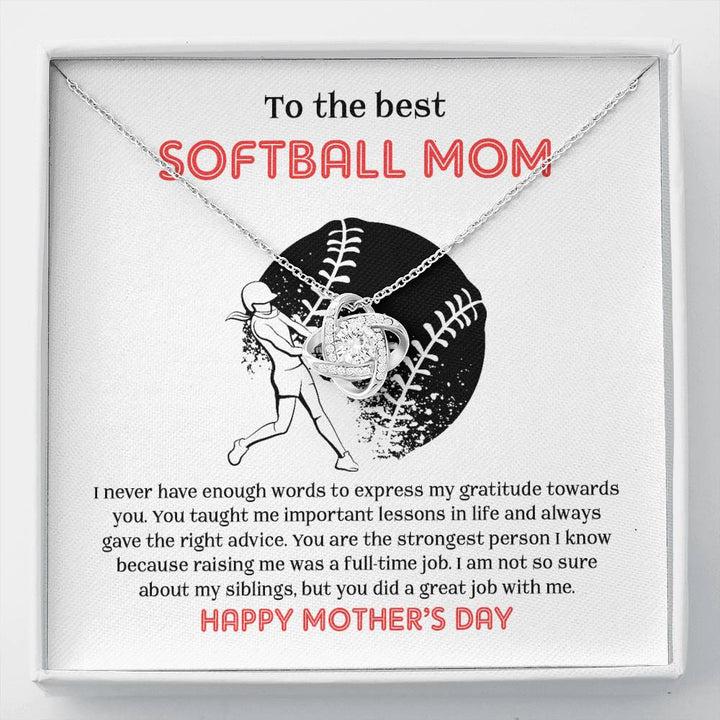 To The Best Softball Mom - Mother's Day Gift - Love Knot Necklace