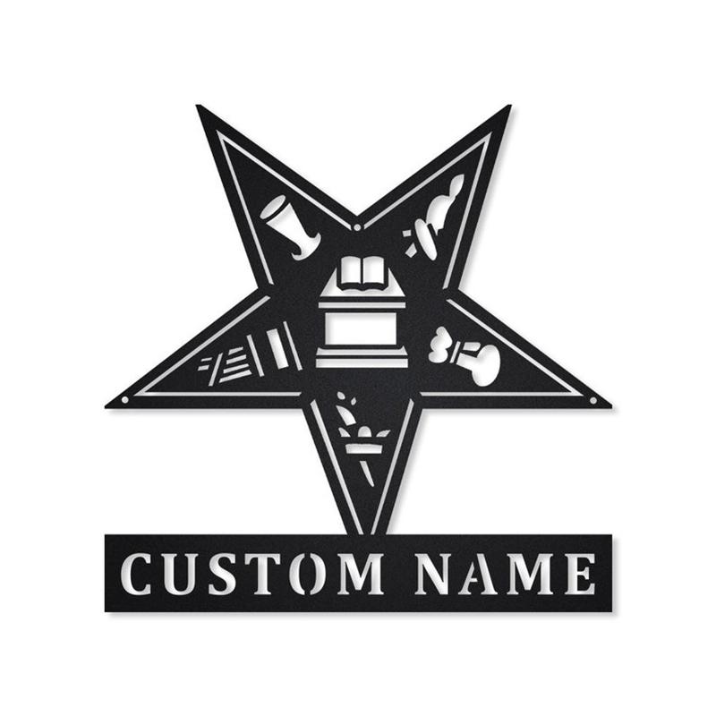 Personalized Eastern Star Masonic Metal Sign, Custom Name, Metal Mason Sign House Decor, Housewarming Outdoor Sign, Custom Masonic Metal Sign