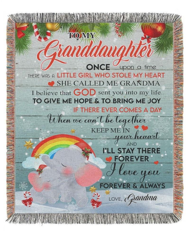 Granddaughter elephant blankets, gift for daughter,Custom Fleece Sherpa Blankets,Christmas blanket Gifts, rainbow blanket for kid
