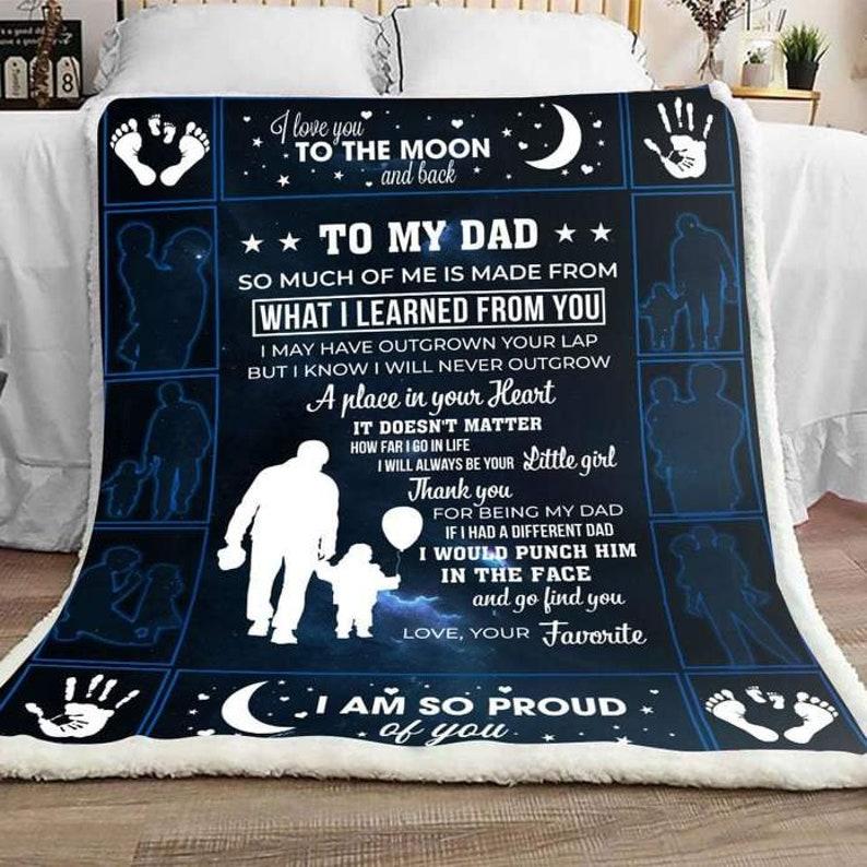 Blanket for dad, Christmas gift, daddy's birthday, Personalized Fleece Sherpa Blankets, father and son, daddy and daughter, family gifts