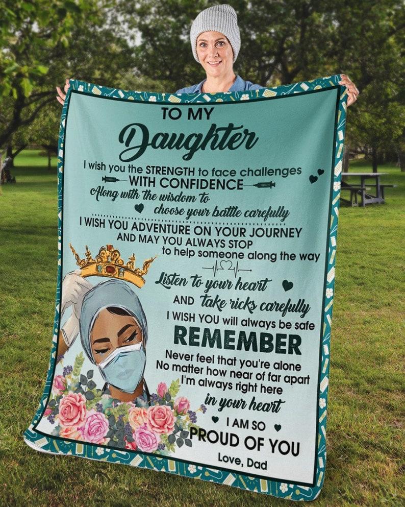 To my daughter blanket from Dad Mom, Custom Fleece Sherpa Blankets,Christmas blanket Gifts, birthday gifts for daughter