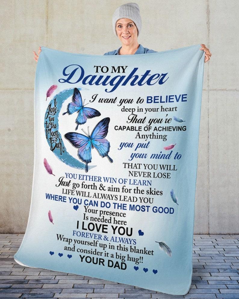 Daughter Blanket gifts, Custom Fleece Sherpa Blankets,Christmas blanket Gifts, birthday gifts for daughter, gifts from Dad Mom Family