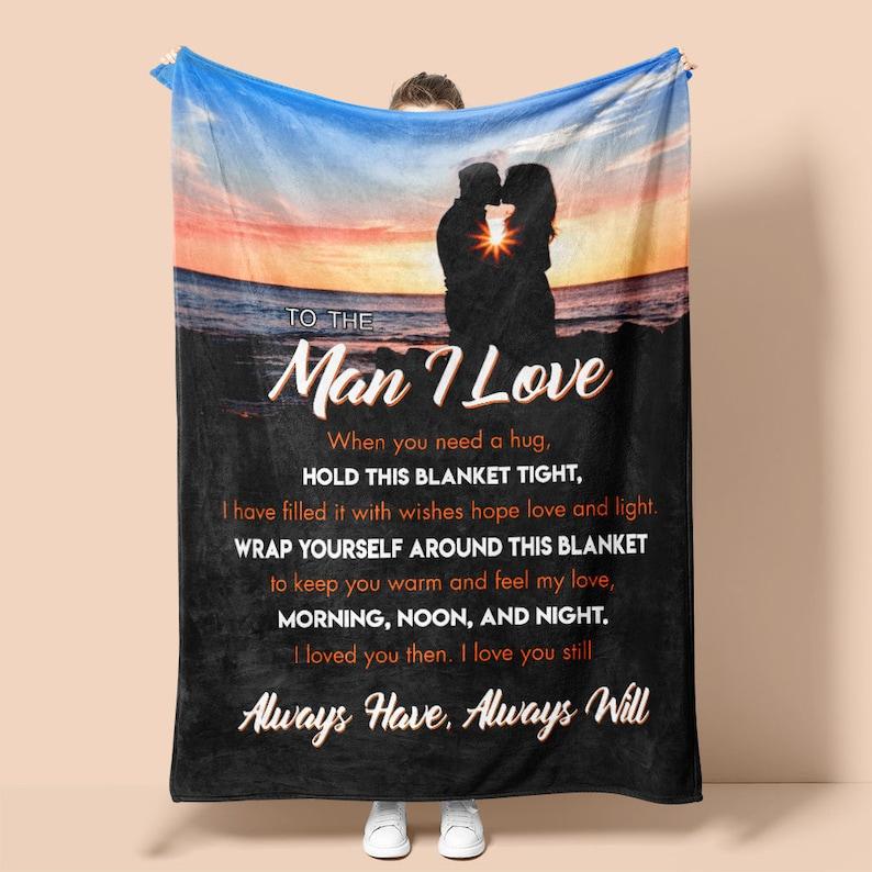 Personalized Blanket For Husband, Fiance, Boyfriend The Man I Love| Fleece Sherpa Woven Blankets| Valentine's Day Gifts, Anniversary Gifts