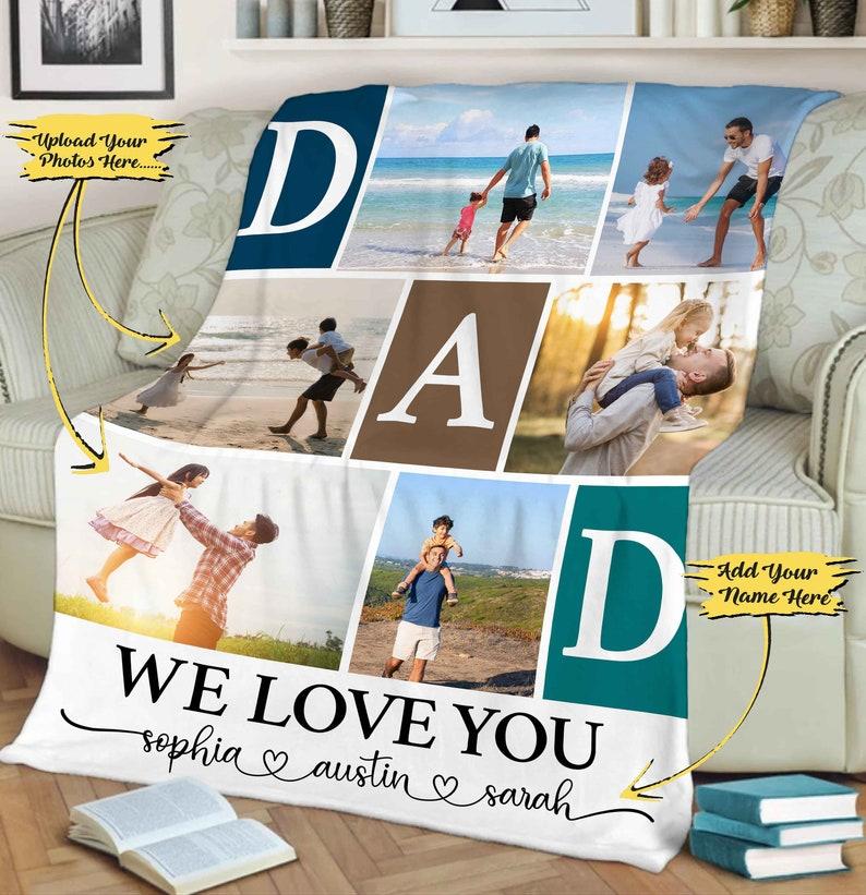 We Love You Dad. Blanket For Dad, Fleece Blanket With Names, Customized Father's Day Blanket, Grandparent's Day Gift Customized Gift For Dad