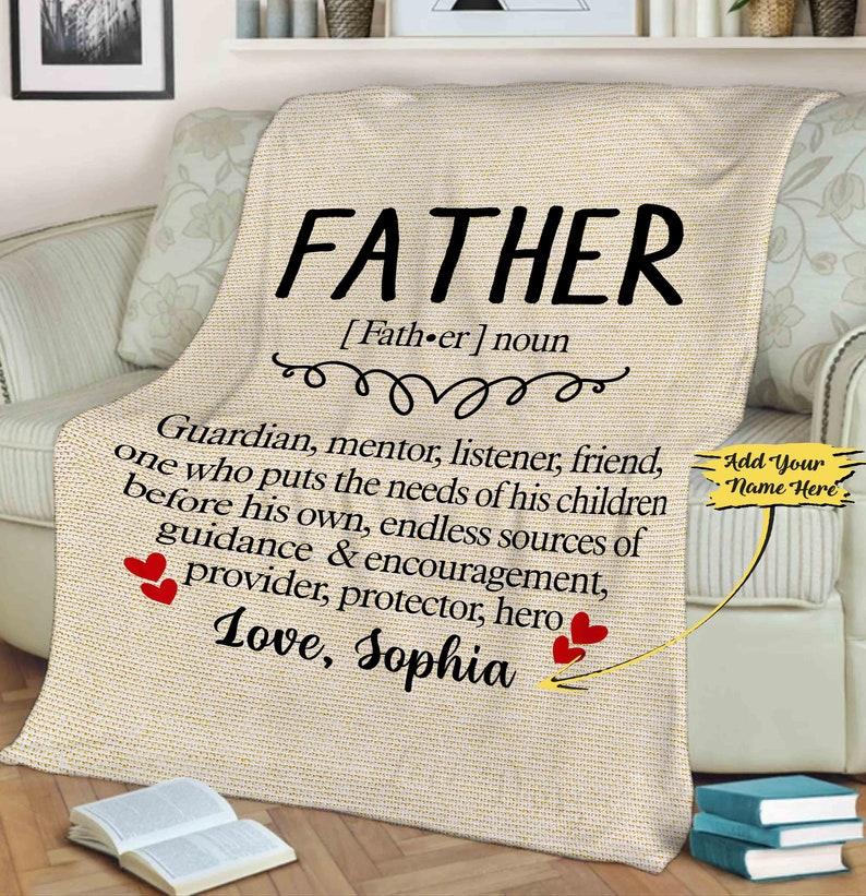 Customized Blanket For Father's Day, Gift For Him, Fleece Blanket For Dad With Quote, Personalized Gift For Dad, Gift Ideas For Dad