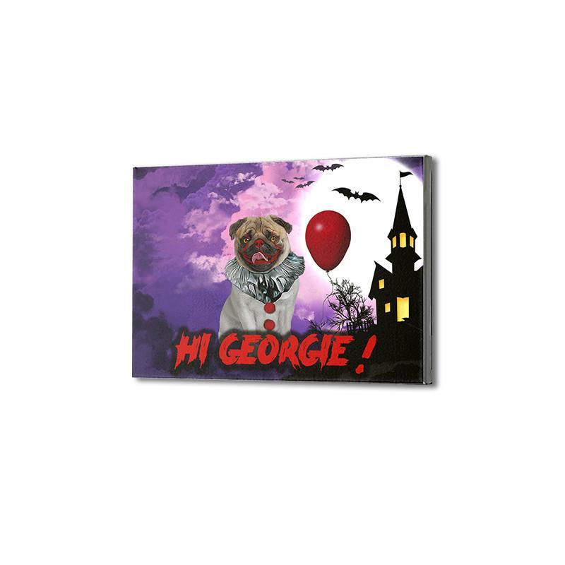Dog Clown Costume Halloween Custom Dog Canvas | Dog Canvas | Personalized Dog Canvas