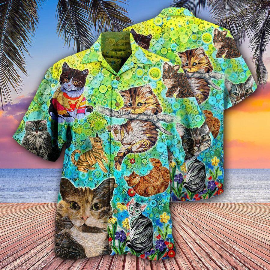 Cat Hawaiian Shirt For Summer Cat Stay Fluffy Everything Gonna Be Alright Hawaiian Shirts Outfit For Men Women Friend Team Cat Lovers Seseable UK