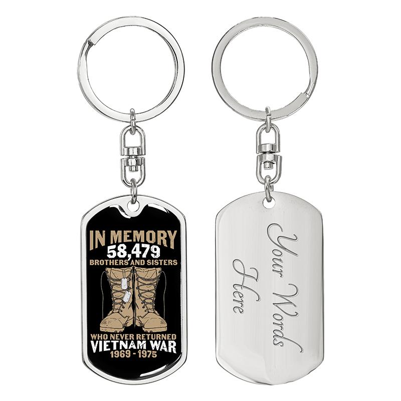 Custom In Memory 58479 Vietnam War Keychain With Back Engraving | Birthday Gifts | Personalized Veteran Dog Tag Keychain
