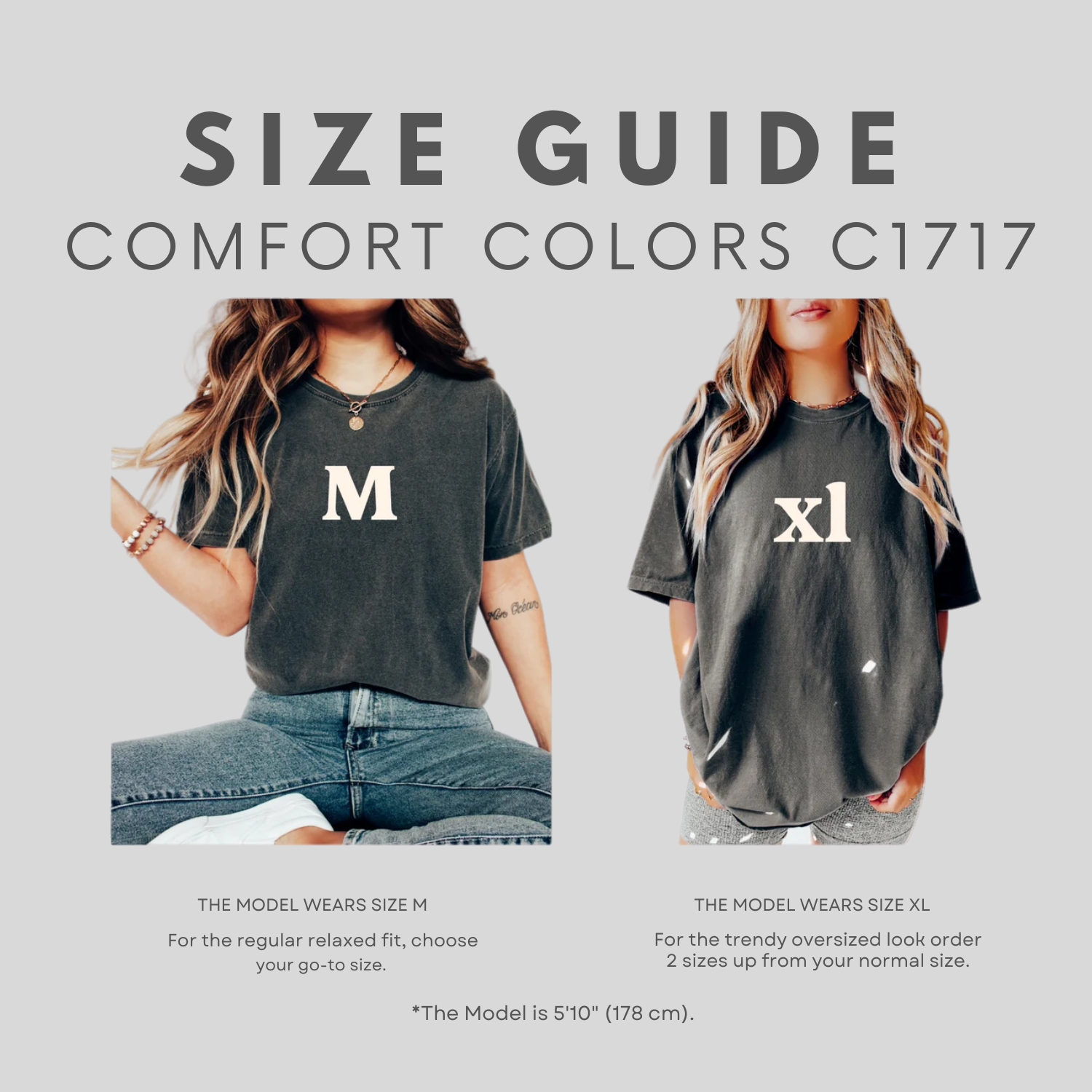 comfort colors tshirt sizeguide detail