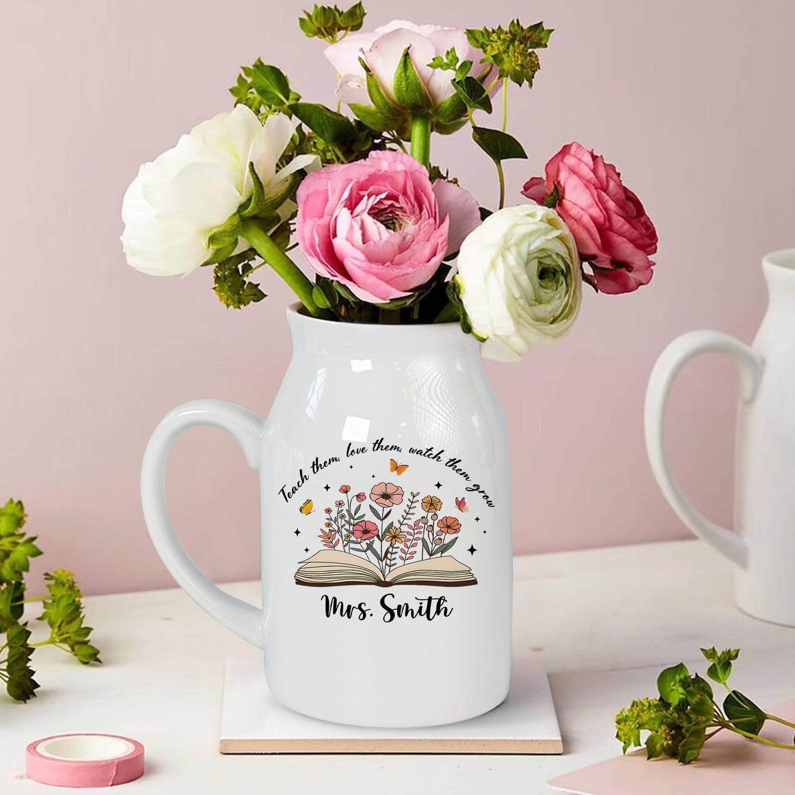 Custom White Ceramic Flower Vase