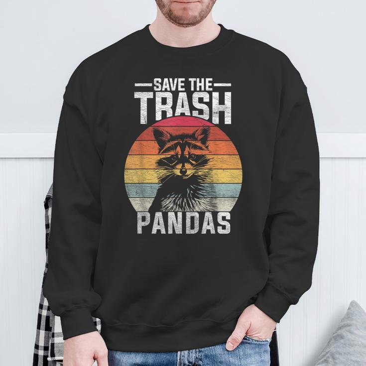 Vintage Retro Save The Trash Pandas Raccoon Unisex Sweatshirt