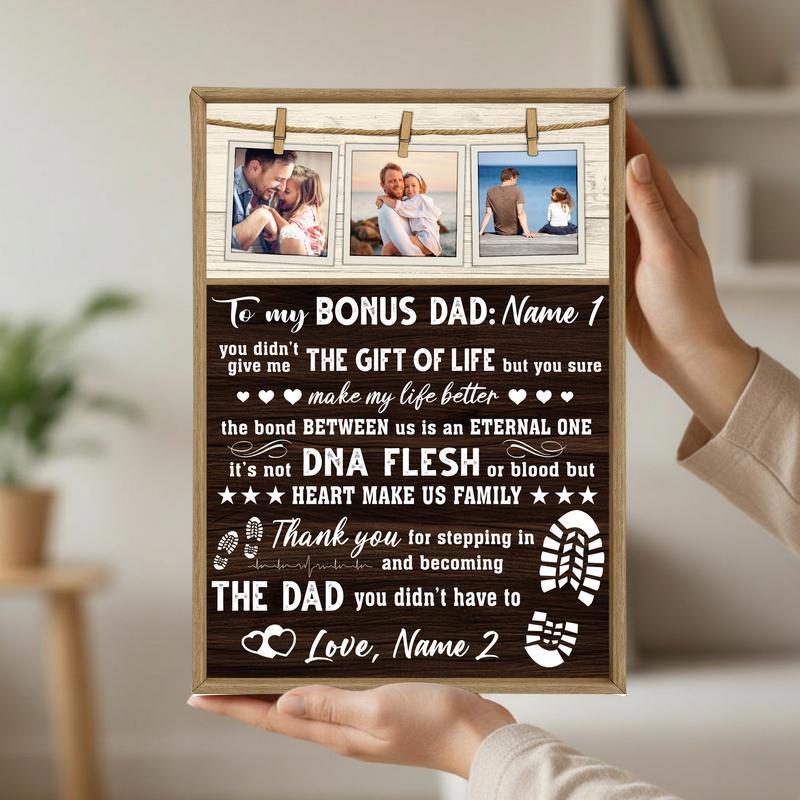 The Best Bonus Dad - CustomRustic Farmhouse Canvas