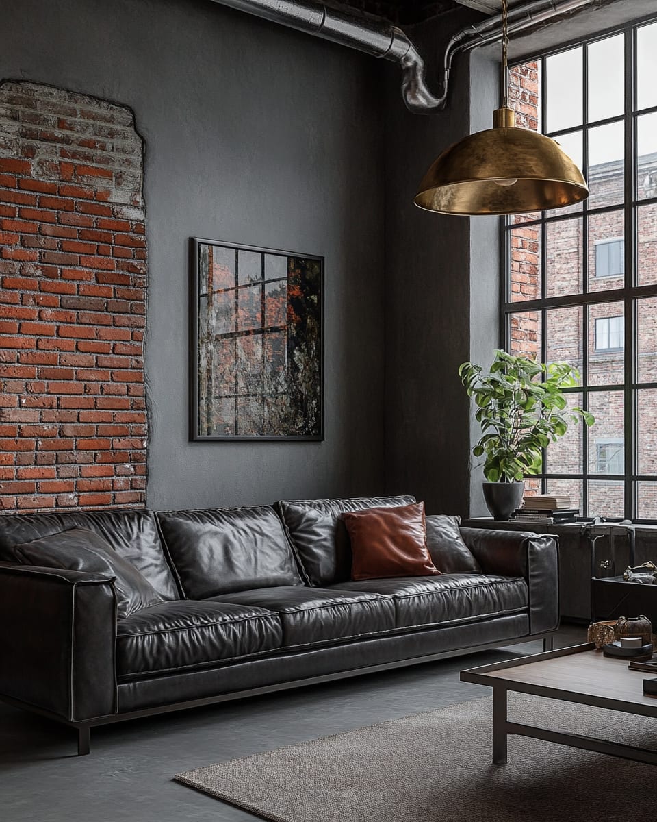 Calm Cohesive Industrial Living Room | Vouzzy