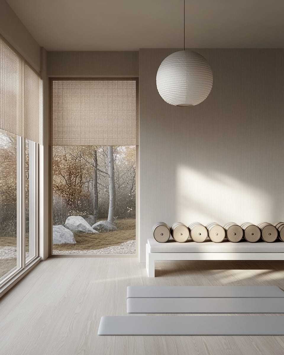 Japandi Gym: Serene Lighting & Ambiance